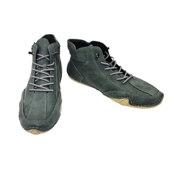 Mens Dbeck Green Leather High-Top Sneakers Shoes Size 43 US 9.5 - Picture 3 of 10